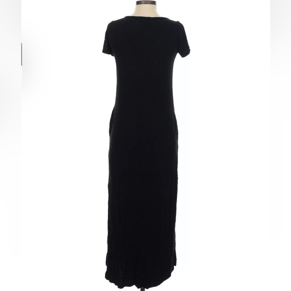 Olivia Rae Basic black long v neck dress short sleeves Small - Picture 2 of 3